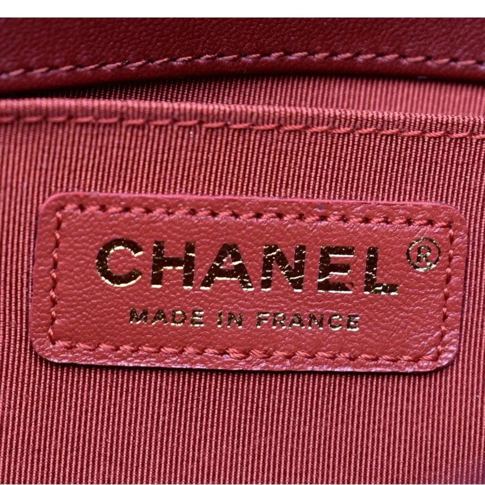 CHANEL  Medium Boy Flap Calf Leather Shoulder Bag Red - Picture 13 of 14